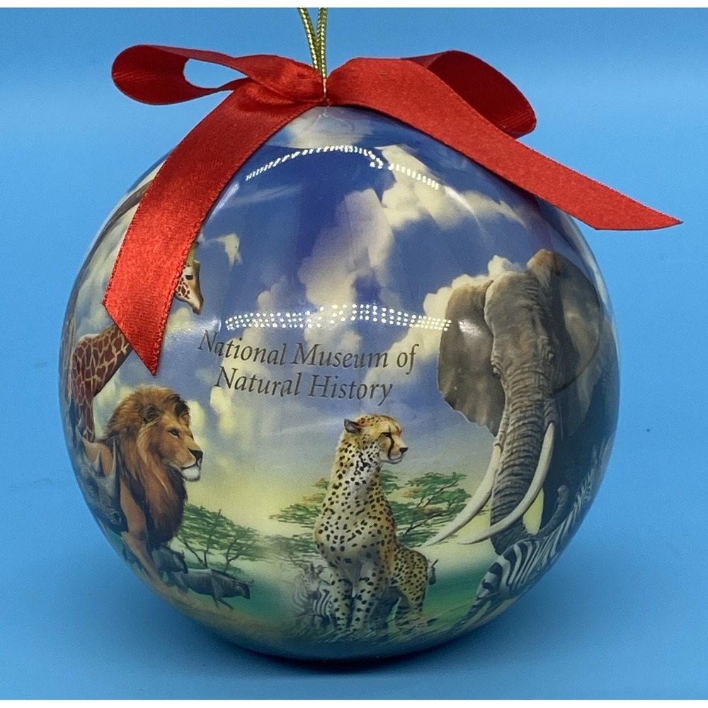 Smithsonian African Theme Decoupage Christmas Ornament Animals Lions, Giraffes..